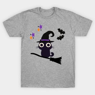 Cute Halloween Black Cat Witch T-Shirt